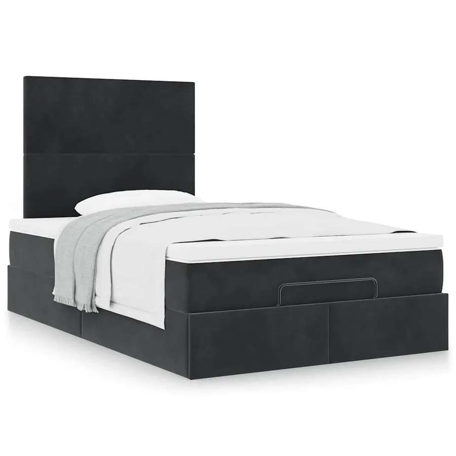 Cadre de lit ottoman avec matelas noir 120x200 cm velours - 4