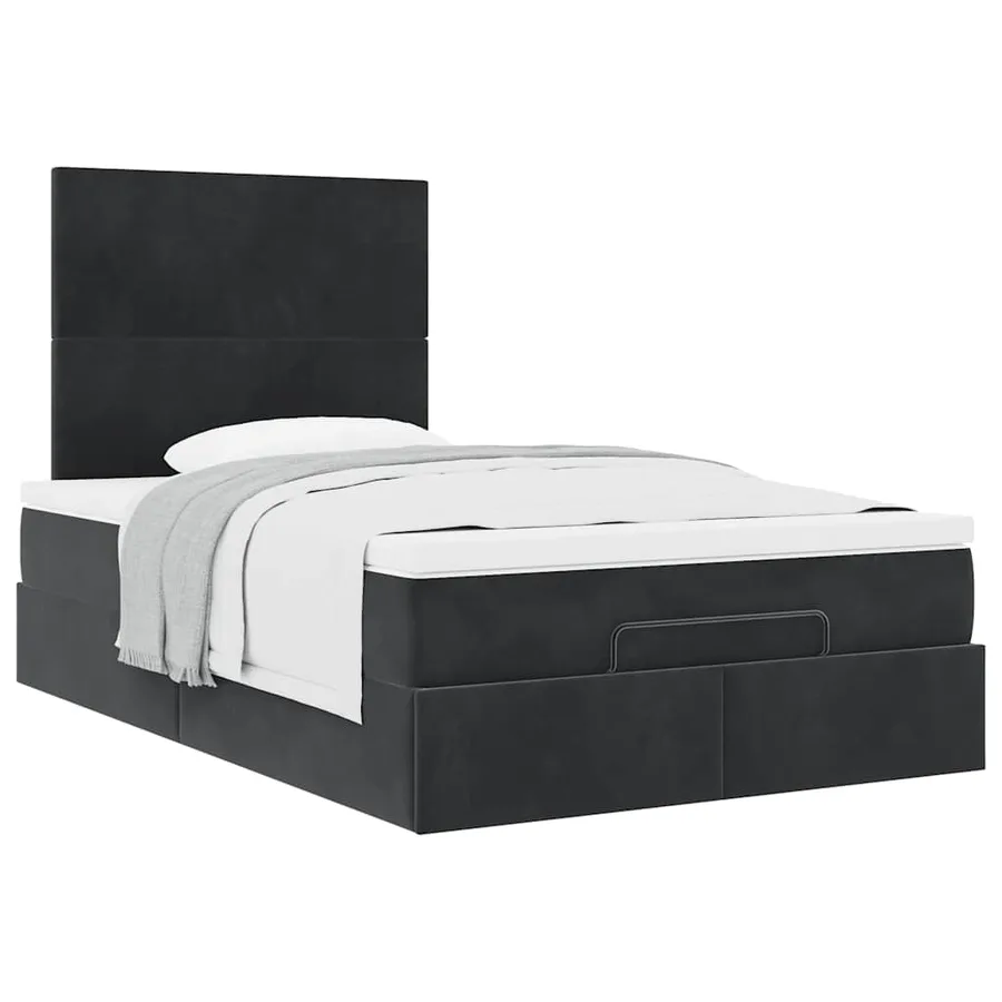 Cadre de lit ottoman avec matelas noir 120x200 cm velours - 5