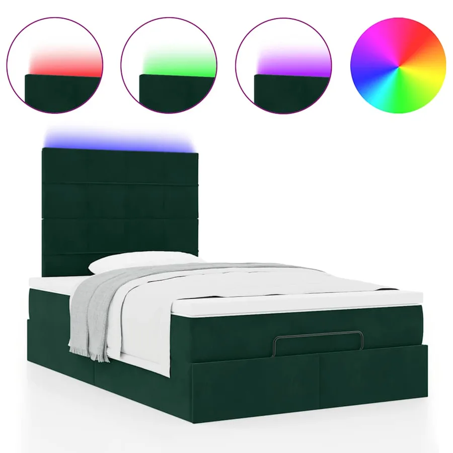 Cadre de lit ottoman avec matelas vert foncé 120x200 cm velours - 5