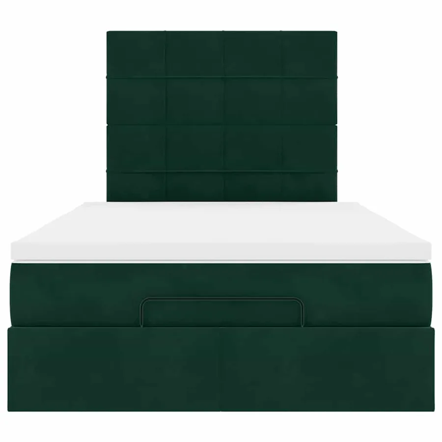 Cadre de lit ottoman avec matelas vert foncé 120x200 cm velours - 8