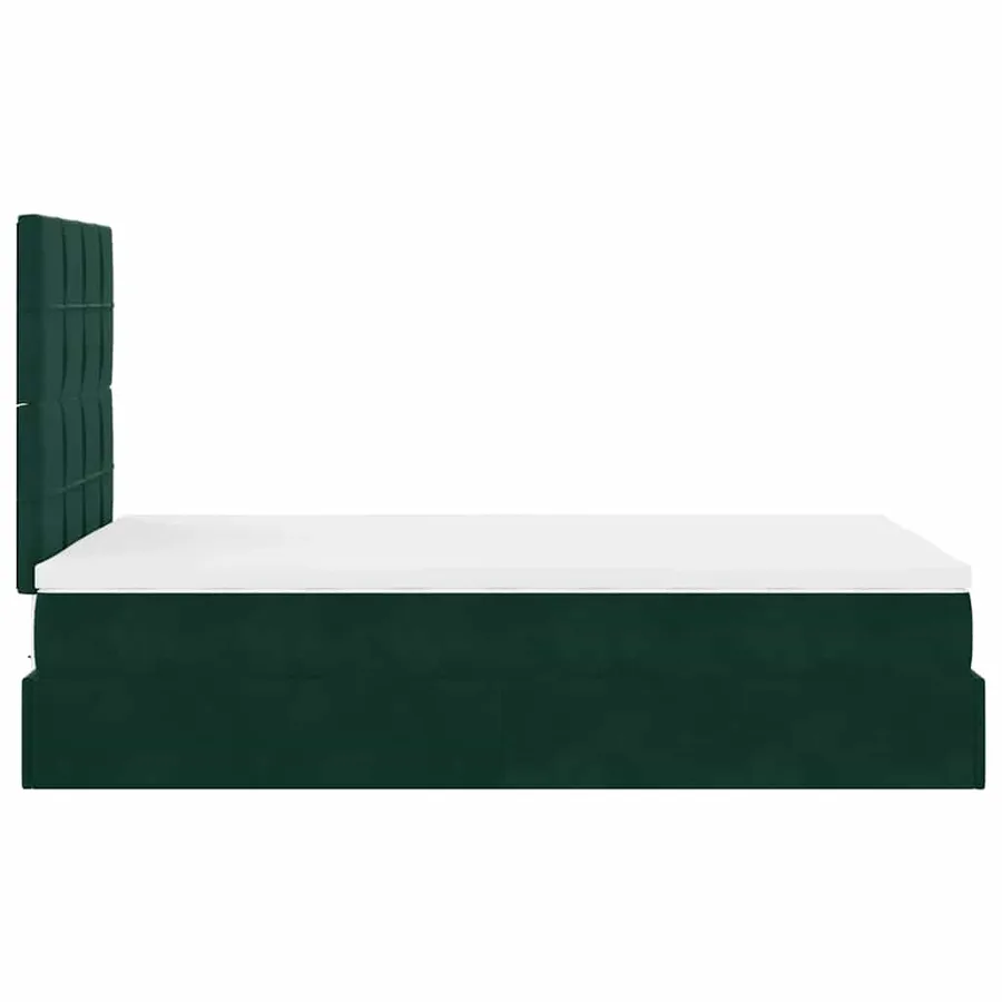 Cadre de lit ottoman avec matelas vert foncé 120x200 cm velours - 9
