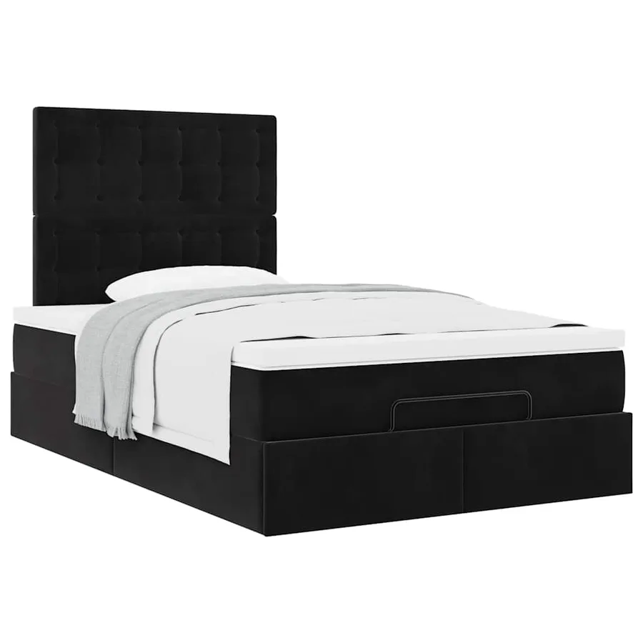 Cadre de lit ottoman avec matelas noir 120x200 cm velours - 5