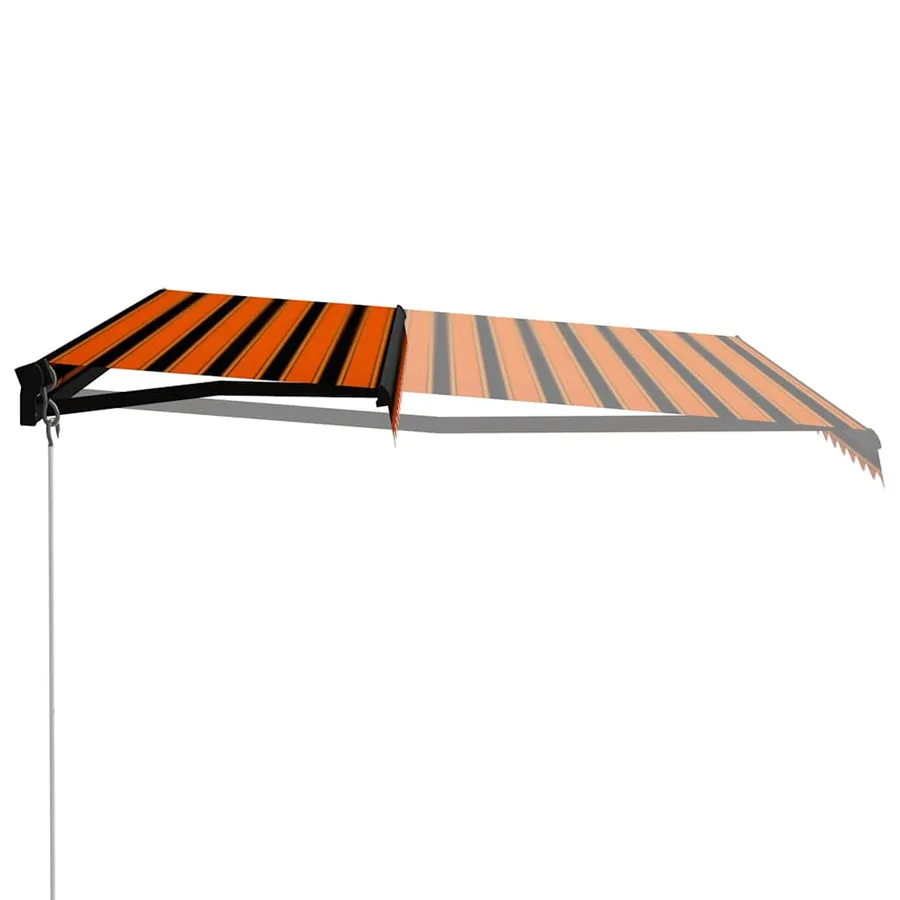Auvent manuel rétractable avec LED 450x300 cm Orange et marron - 3