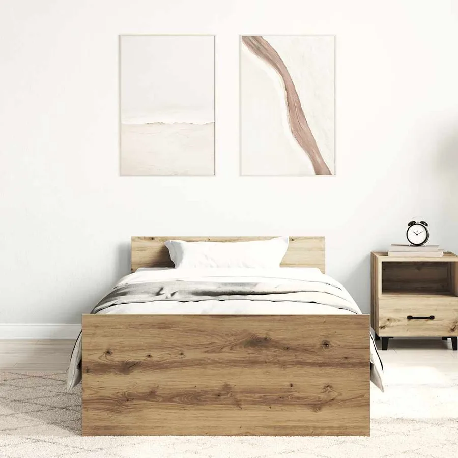 Cadre de lit sans matelas chêne artisanal 100x200 cm - 3