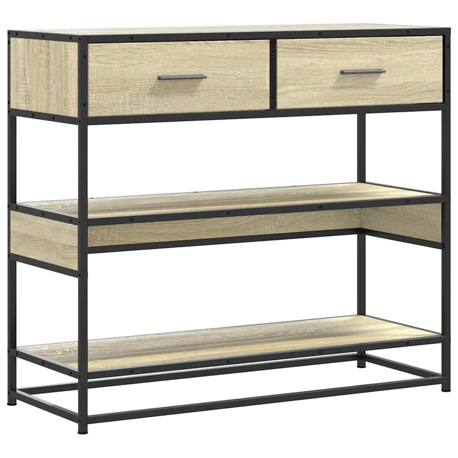 Table console chêne sonoma 90x35x80 cm bois d'ingénierie - 2