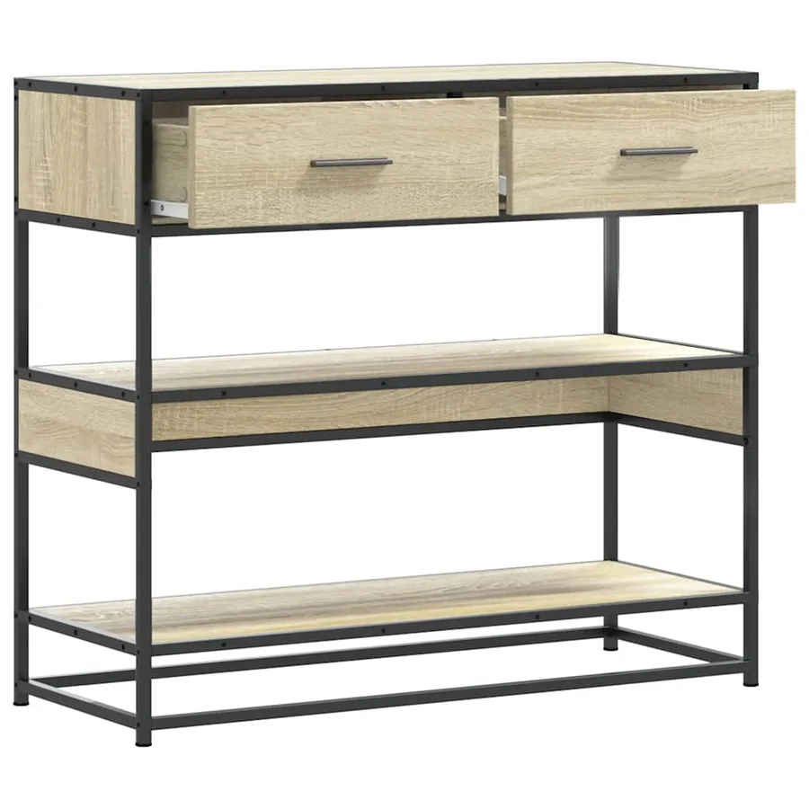 Table console chêne sonoma 90x35x80 cm bois d'ingénierie - 5