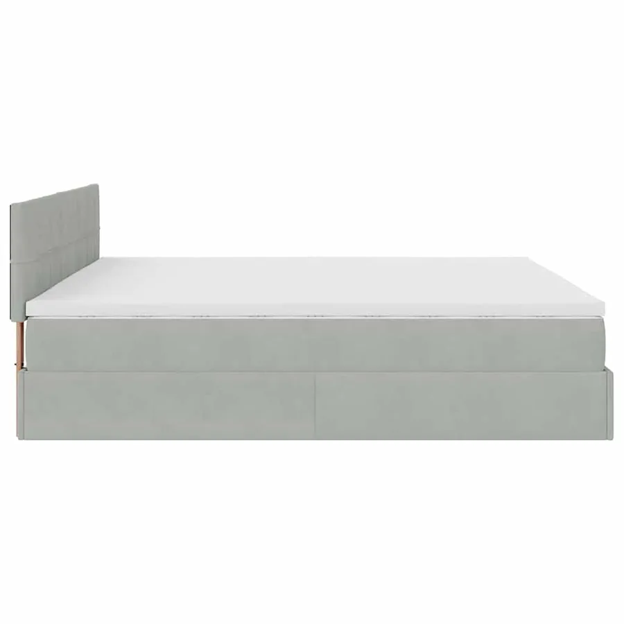 Cadre de lit ottoman avec matelas gris clair 180x200 cm velours - 9