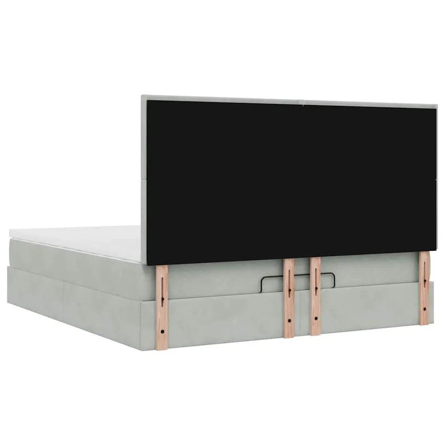Cadre de lit ottoman et matelas gris clair 180x200cm velours - 9