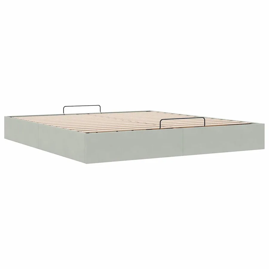 Cadre de lit ottoman sans matelas gris clair 180x200 cm velours - 6