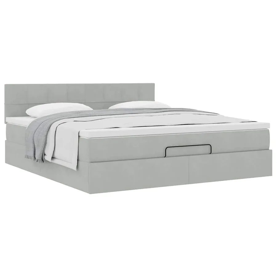Cadre de lit ottoman avec matelas gris clair 180x200 cm velours - 4