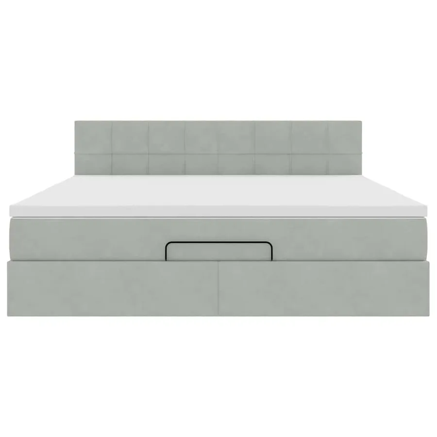Cadre de lit ottoman avec matelas gris clair 180x200 cm velours - 5