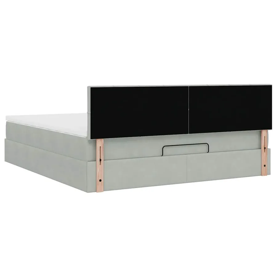 Cadre de lit ottoman avec matelas gris clair 180x200 cm velours - 9
