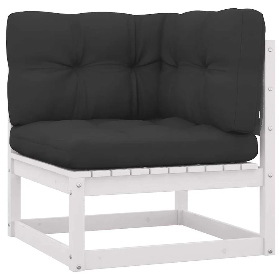 Salon de jardin avec coussins 8 pcs blanc bois de pin massif - 4