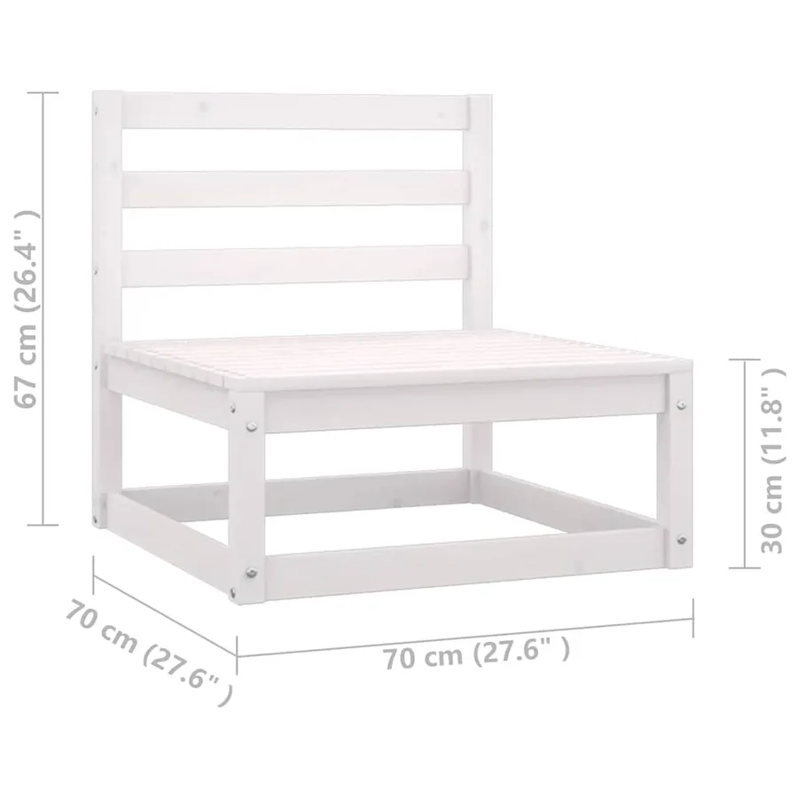 Salon de jardin avec coussins 8 pcs blanc bois de pin massif - 9