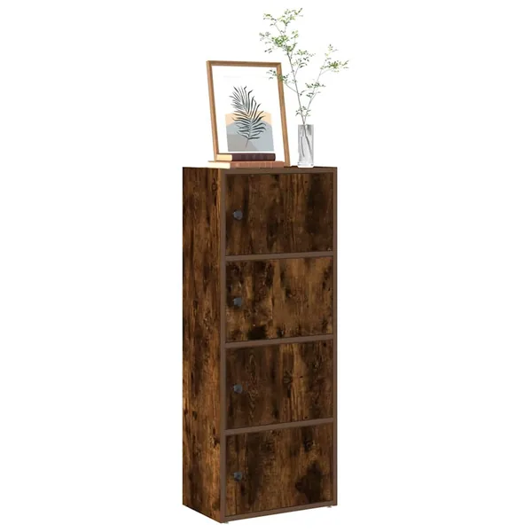 Bibliothèque chêne fumé 40x24x102 cm bois d'ingénierie