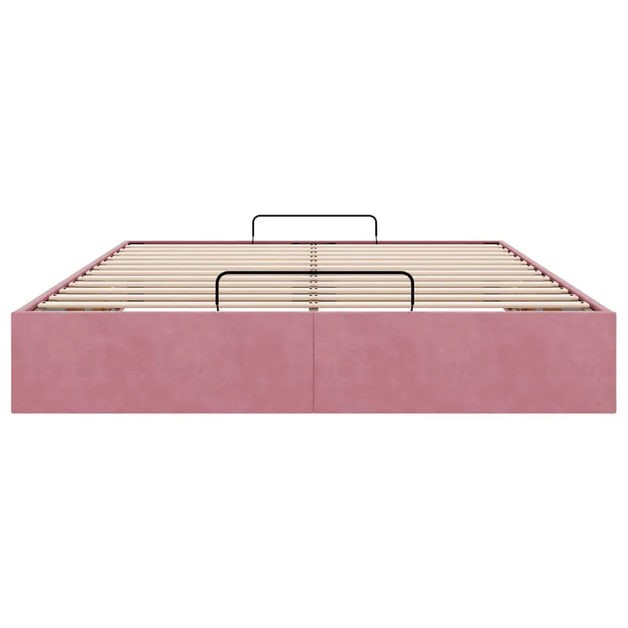 Cadre de lit ottoman sans matelas rose 140x190 cm velours - 7