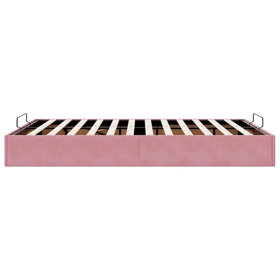 Cadre de lit ottoman sans matelas rose 140x190 cm velours - 8