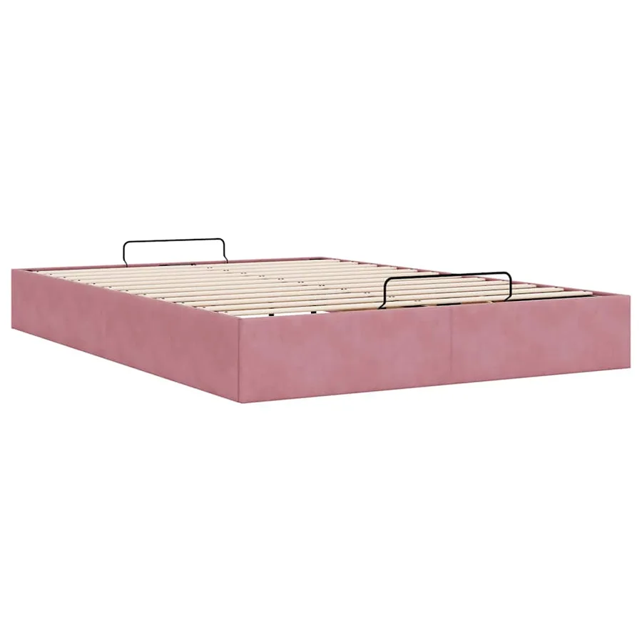 Cadre de lit ottoman sans matelas rose 140x190 cm velours - 9
