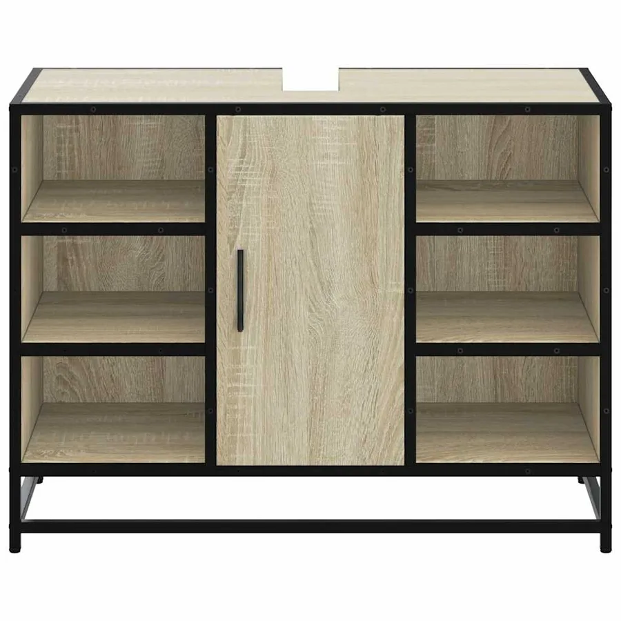 Meuble de salle de bain avec lavabo Chêne Sonoma 80 x 33 x 60 cm Bois d'ingénierie - 5