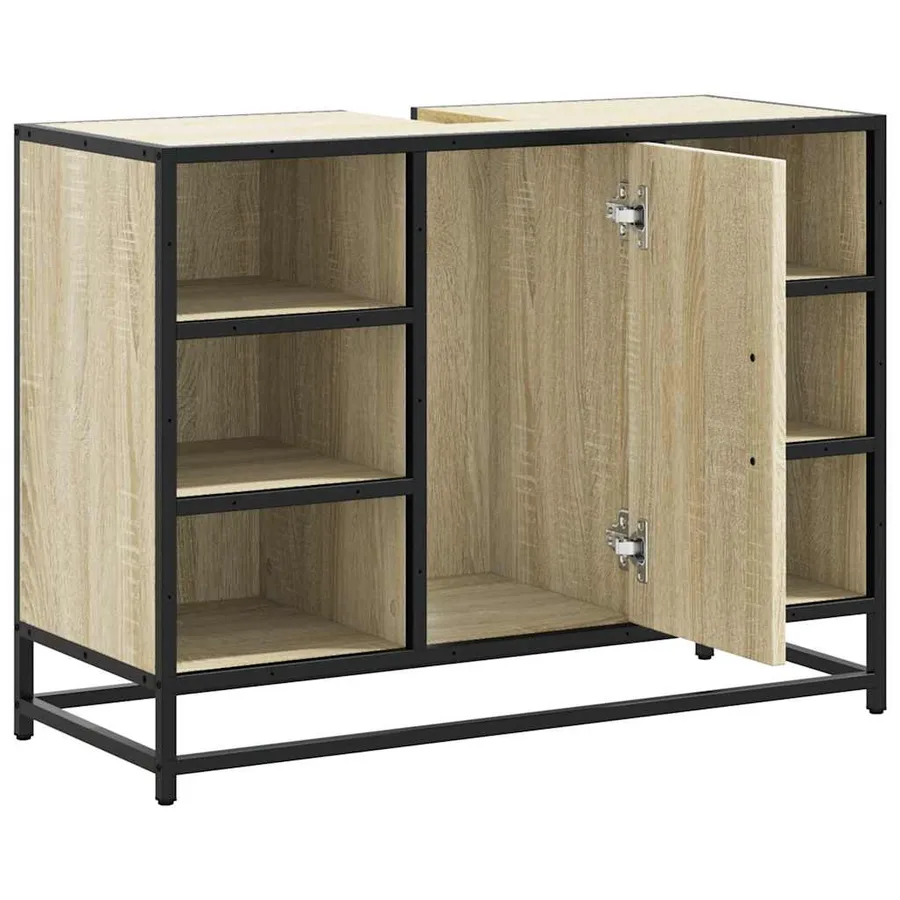 Meuble de salle de bain avec lavabo Chêne Sonoma 80 x 33 x 60 cm Bois d'ingénierie - 6