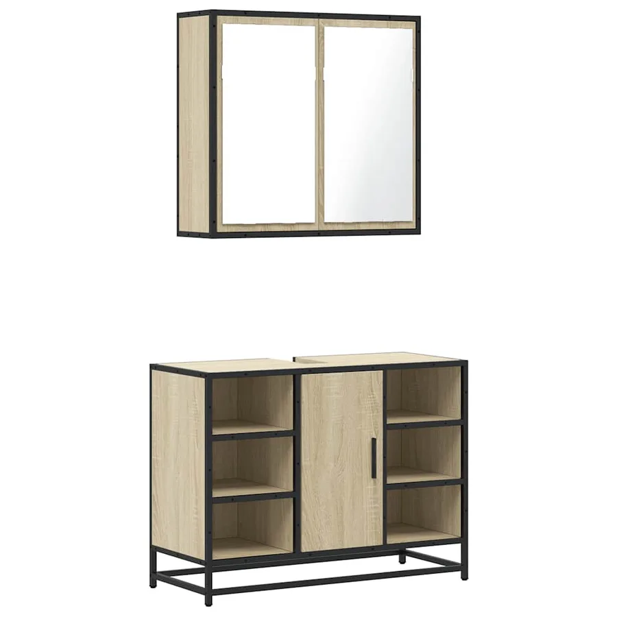 Ensemble de meubles de salle de bain 2 pcs chêne sonoma - 2