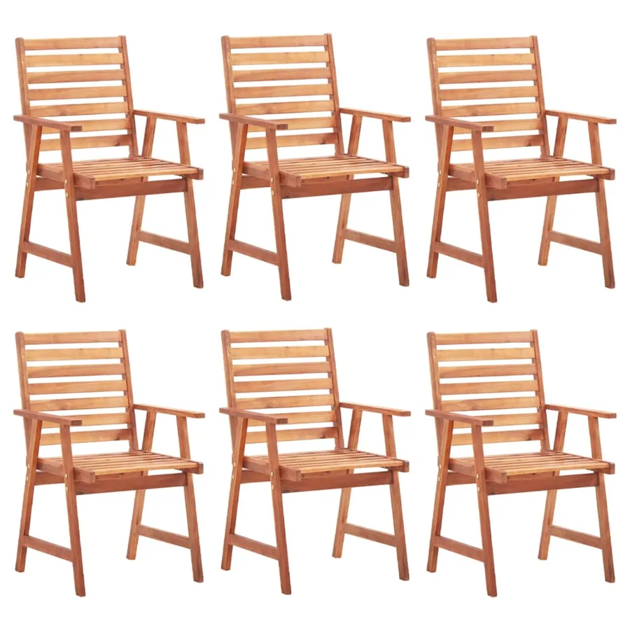 Chaises à manger d'extérieur lot de 6 et coussins Acacia massif - 2