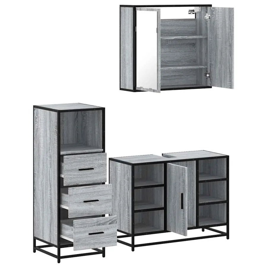 Ensemble de meubles de salle de bain 3 pcs Sonoma gris - 8