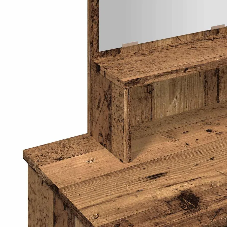 Coiffeuse avec miroir vieux bois 86,5x35x136 cm - 9