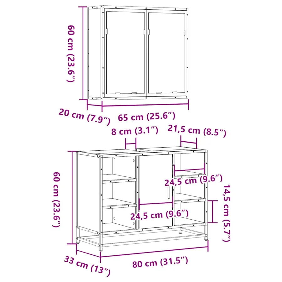 Ensemble de meubles de salle de bain 2 pcs Sonoma gris - 11