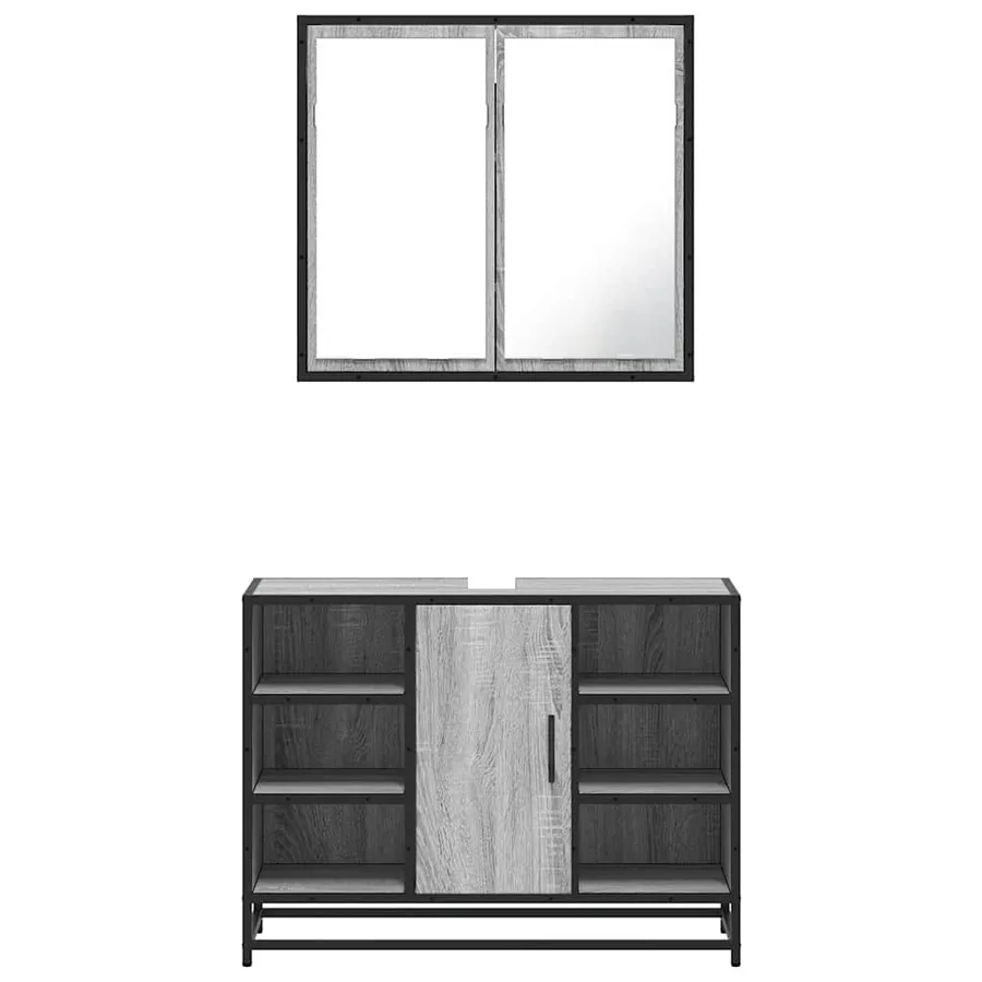 Ensemble de meubles de salle de bain 2 pcs Sonoma gris - 5