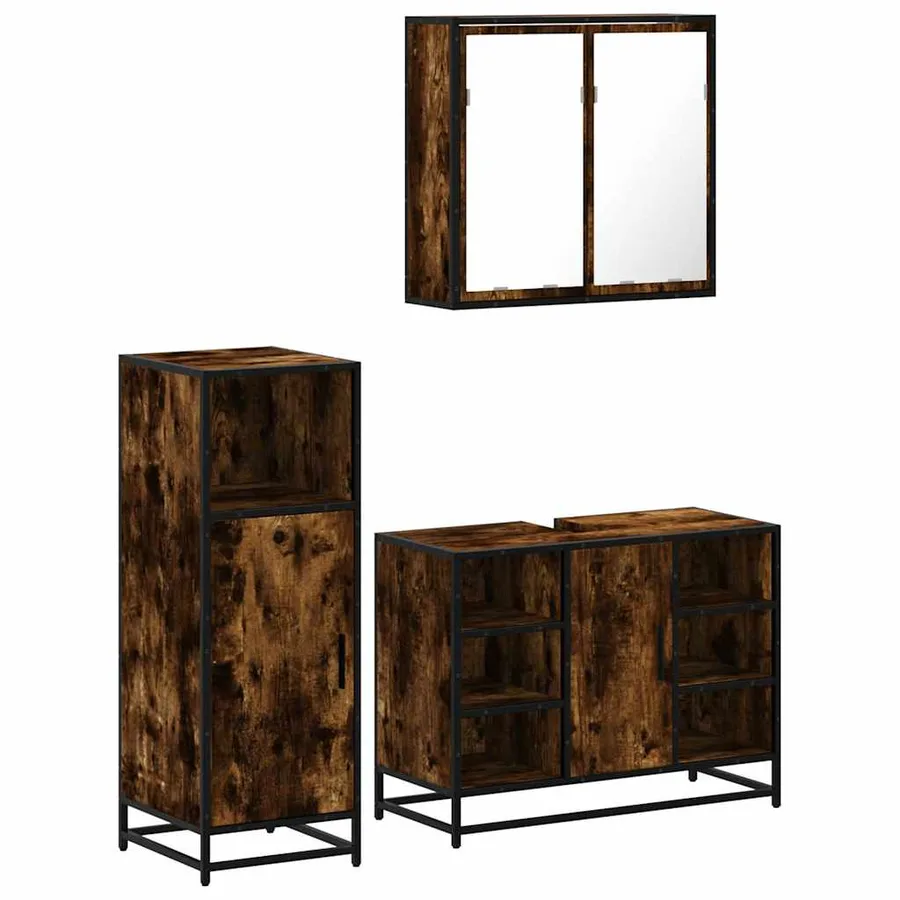 Ensemble de meubles de salle de bain 3 pcs Chêne fumé - 2