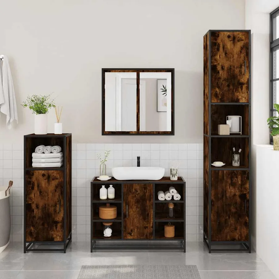 Ensemble de meubles de salle de bain 3 pcs Chêne fumé - 3