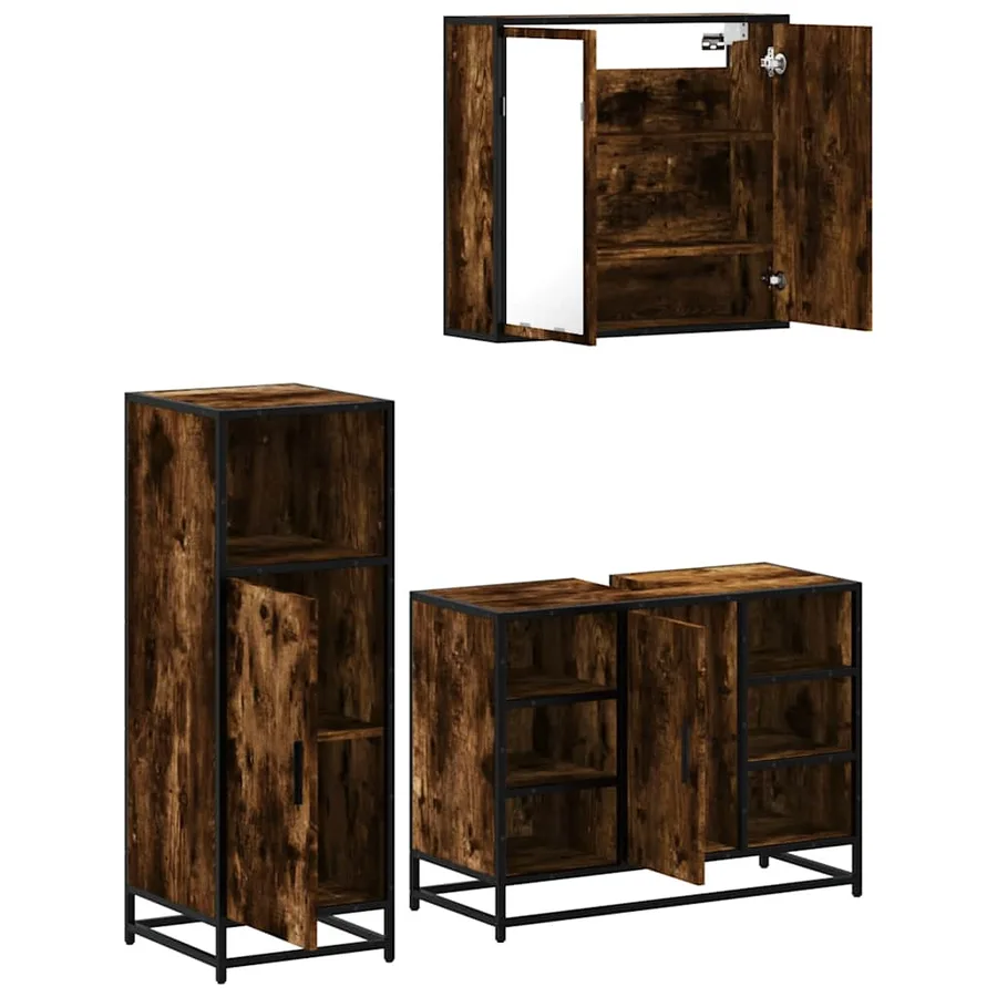 Ensemble de meubles de salle de bain 3 pcs Chêne fumé - 6