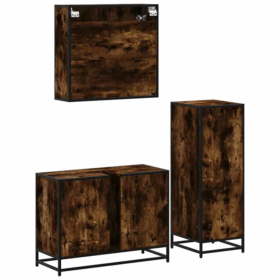 Ensemble de meubles de salle de bain 3 pcs Chêne fumé - 8