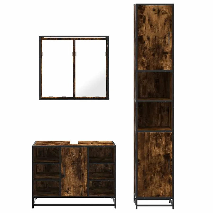 Ensemble de meubles de salle de bain 3 pcs Chêne fumé - 5
