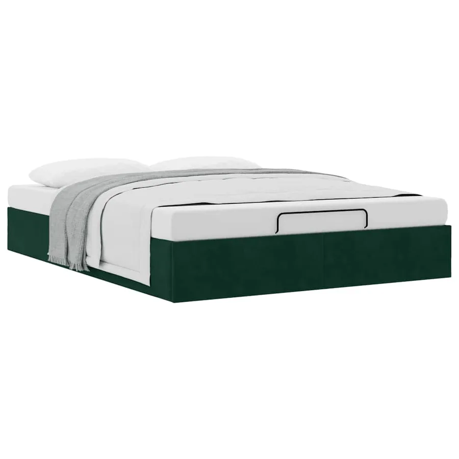 Cadre de lit ottoman sans matelas vert foncé 140x190 cm velours - 5