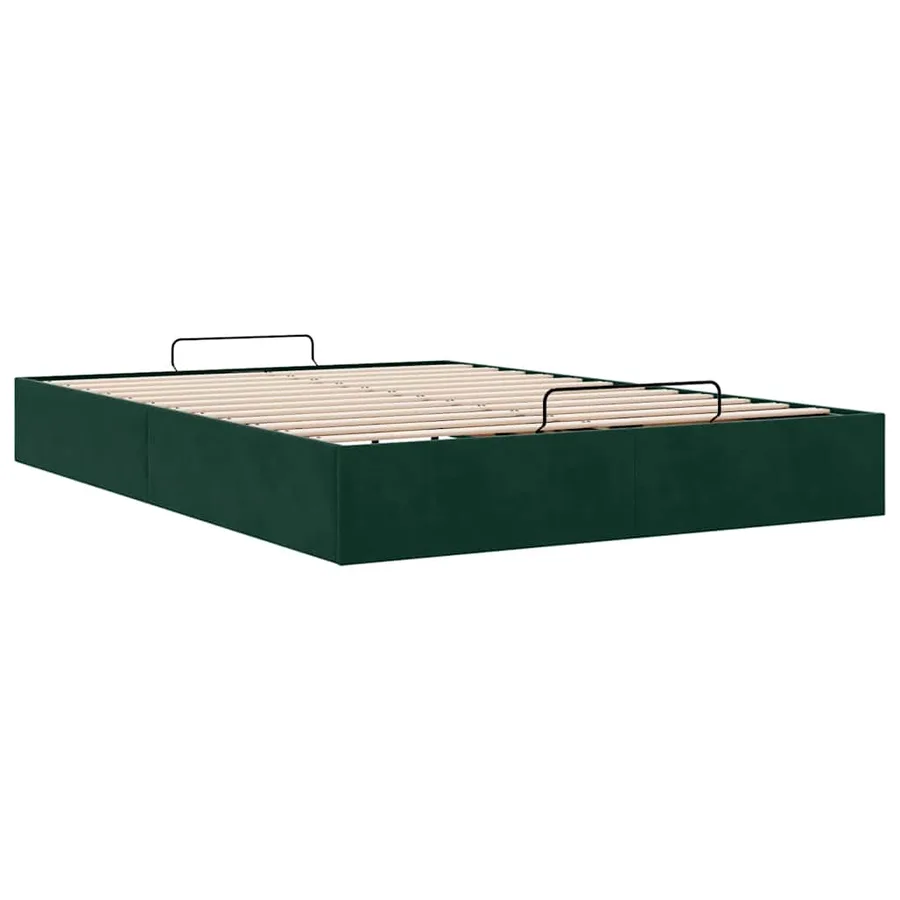 Cadre de lit ottoman sans matelas vert foncé 140x190 cm velours - 6