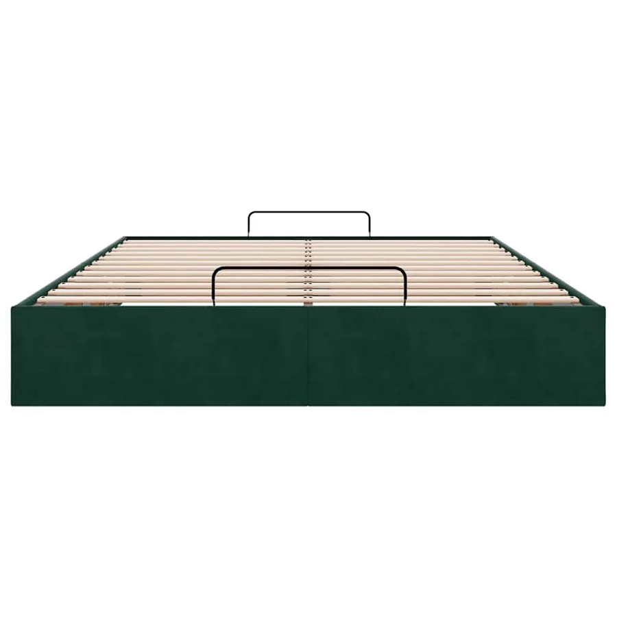 Cadre de lit ottoman sans matelas vert foncé 140x190 cm velours - 7