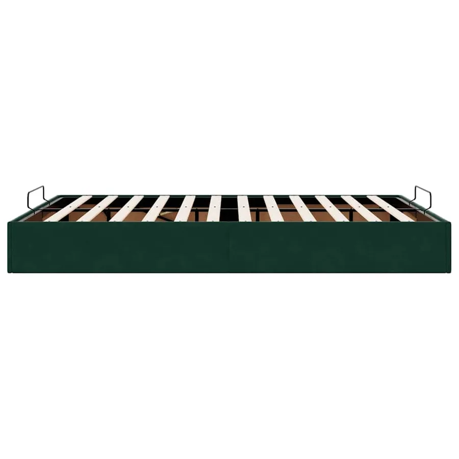 Cadre de lit ottoman sans matelas vert foncé 140x190 cm velours - 8