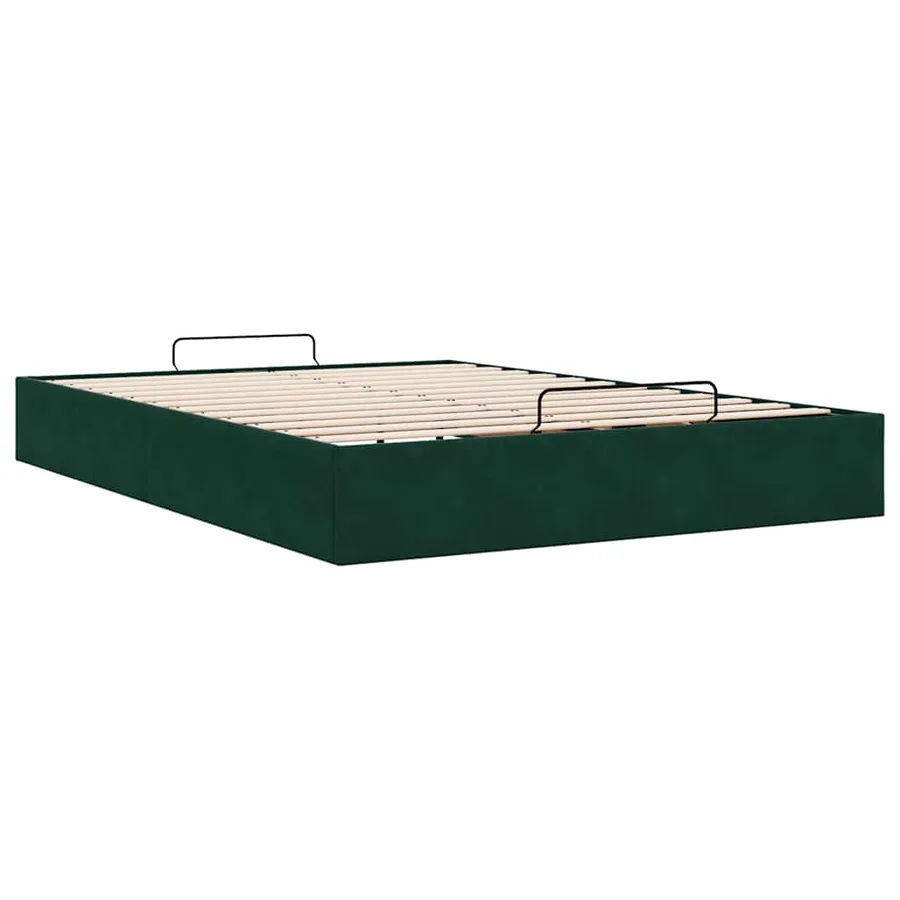 Cadre de lit ottoman sans matelas vert foncé 140x190 cm velours - 9