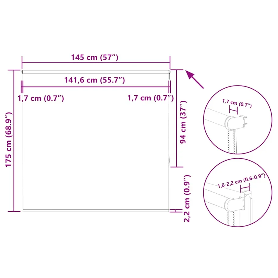 Store enrouleur occultant largeur du tissu 141,6 cm polyester - 18