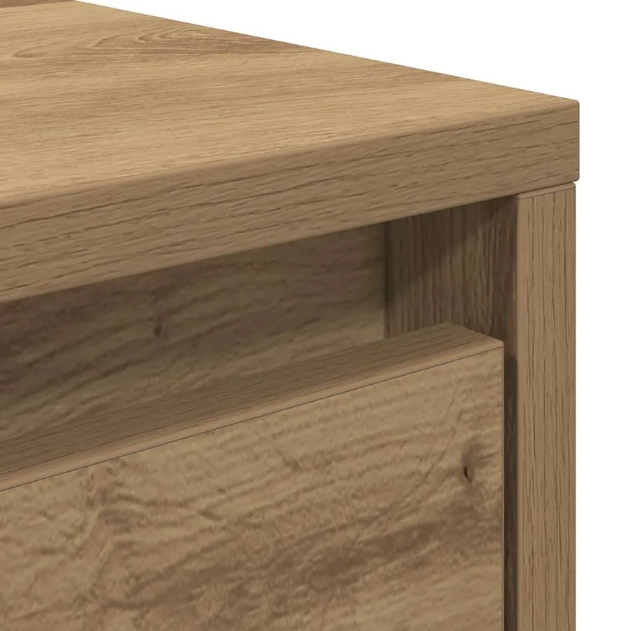 Table basse avec tiroirs chêne artisanal 100x100x40 cm - 10