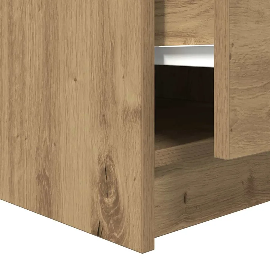 Table basse avec tiroirs chêne artisanal 100x100x40 cm - 11