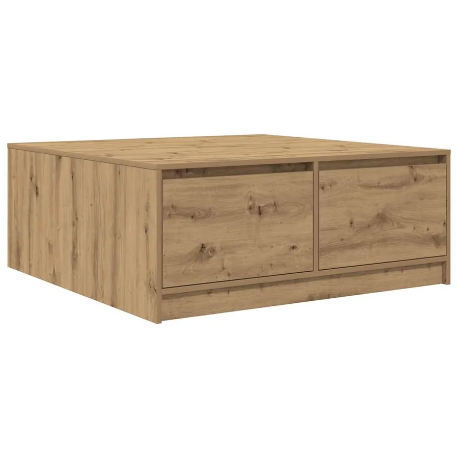 Table basse avec tiroirs chêne artisanal 100x100x40 cm - 2