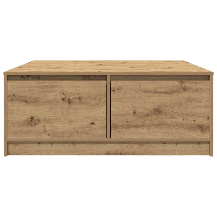 Table basse avec tiroirs chêne artisanal 100x100x40 cm - 6