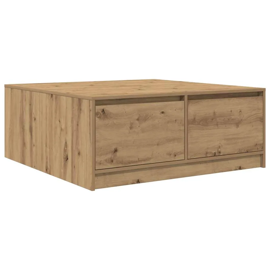 Table basse avec tiroirs chêne artisanal 100x100x40 cm - 8