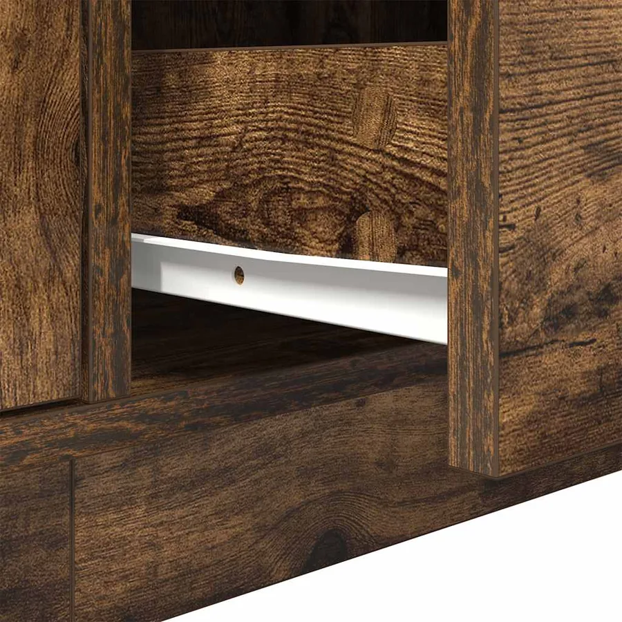 Meuble TV avec lumières LED chêne fumé 160,5x41x50 cm - 12