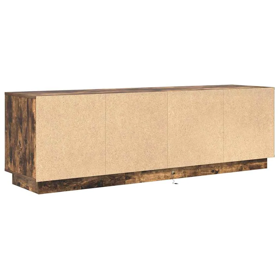 Meuble TV avec lumières LED chêne fumé 160,5x41x50 cm - 9
