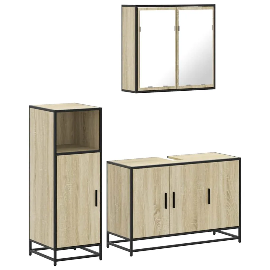 Ensemble de meubles de salle de bain 3 pcs chêne sonoma - 2