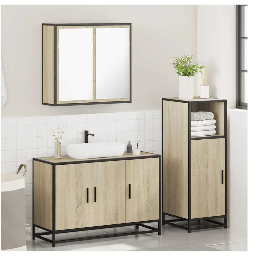 Ensemble de meubles de salle de bain 3 pcs chêne sonoma - 4